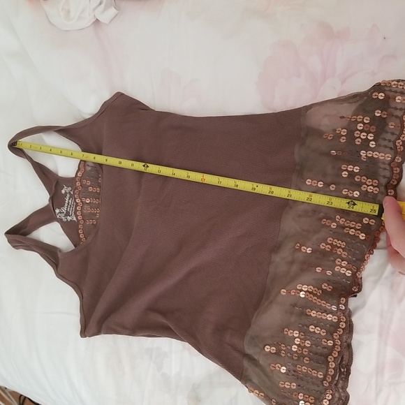 Licorice brown sequin tank top (M) - Picture 5 of 6